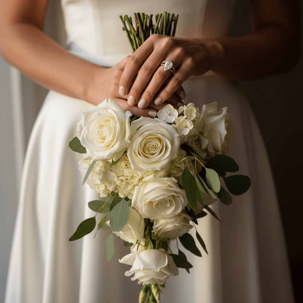Bride with elegant low chignon hairstyle